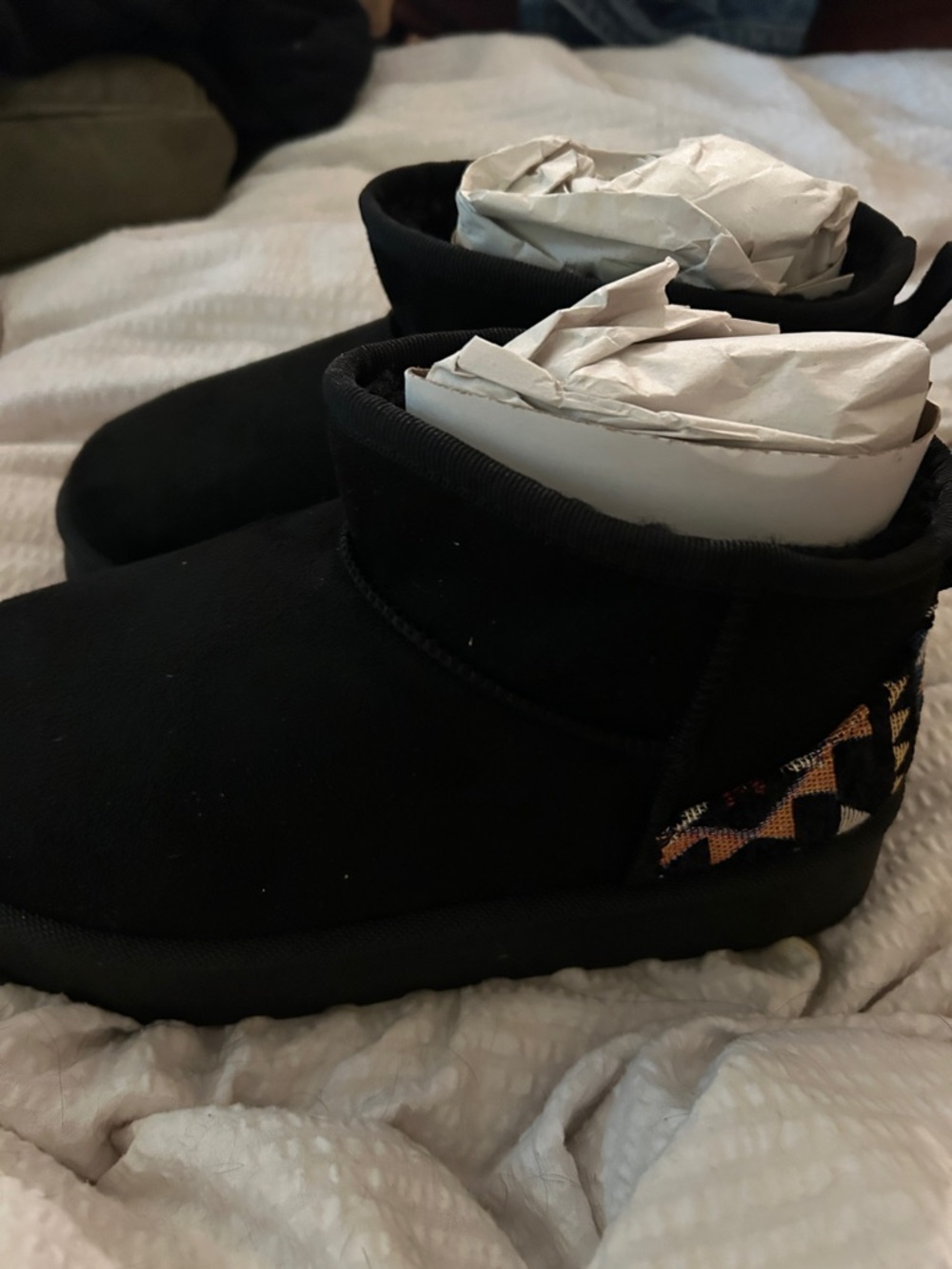 Dirty Laundry Black Ankle Booties with Aztec Detail